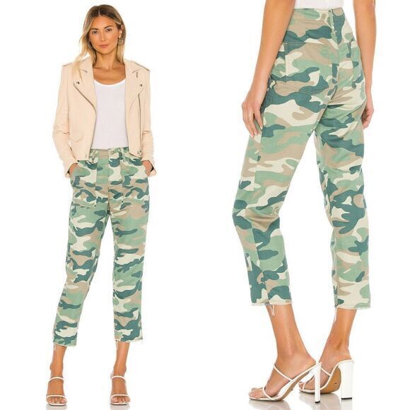 Mother Shaker Chop Crop Camouflage High-rise Straight Leg Pants, Size 26 - Picture 1 of 16